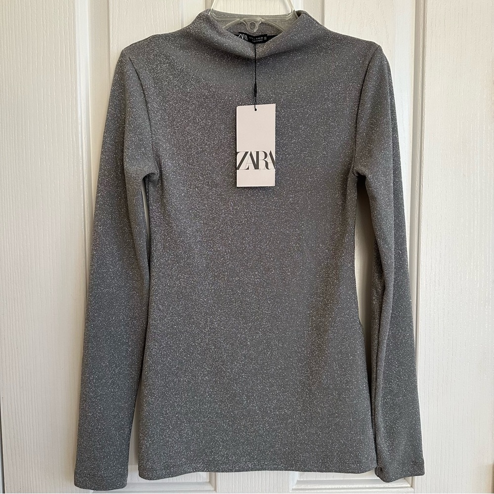 NEW silver shimmer long sleeve shirt